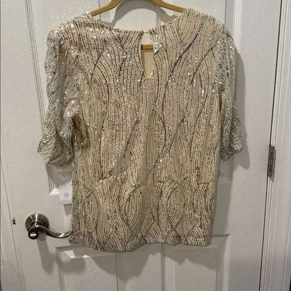 Fever Cream and Silver Sequin Blouse - Picture 5 of 8
